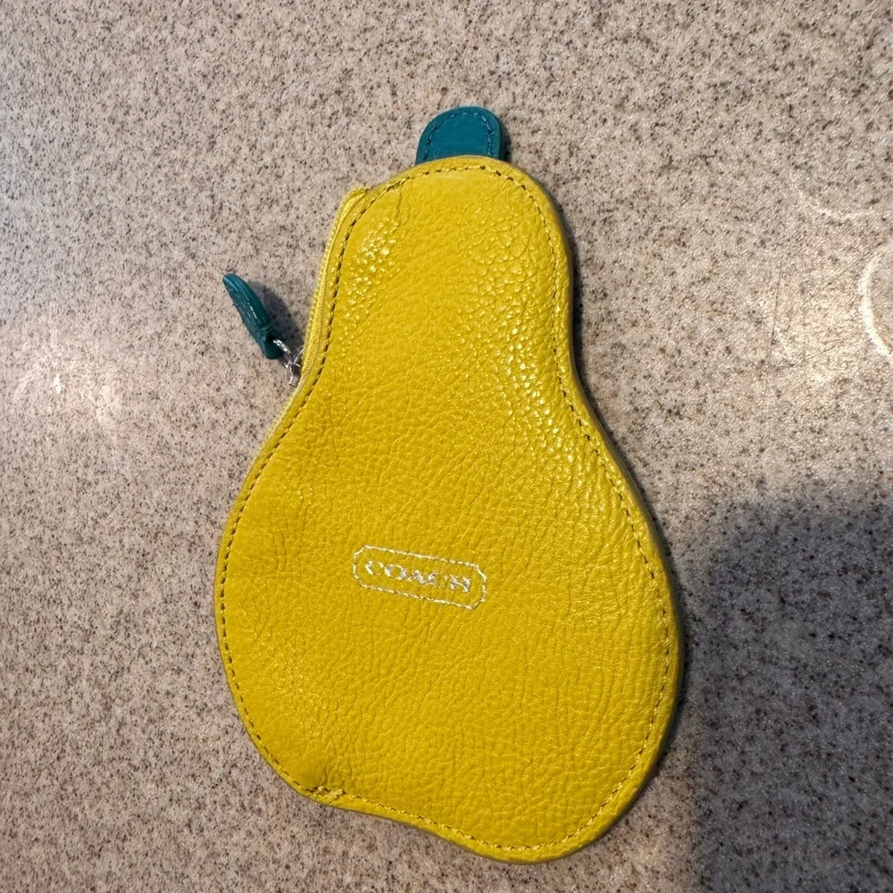 Coach Vibrant Yellow Pear Coin Pouch - Picture 2 of 4